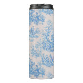 floraal blauw turquoise toile jouy monogram thermosbeker (Achterkant)