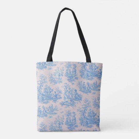 floraal blauw turquoise toile jouy monogram tote bag (Achterkant)