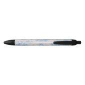 floraal blauw turquoise toile jouy monogram zwarte inkt pen (Achterkant)