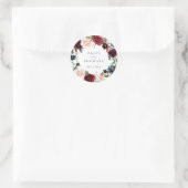 Floraal Bourgondië Navy Blush Persoonlijk Ronde Sticker (Tas)