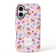 Floraal Cheshire Cat Patroon Roze Monogram