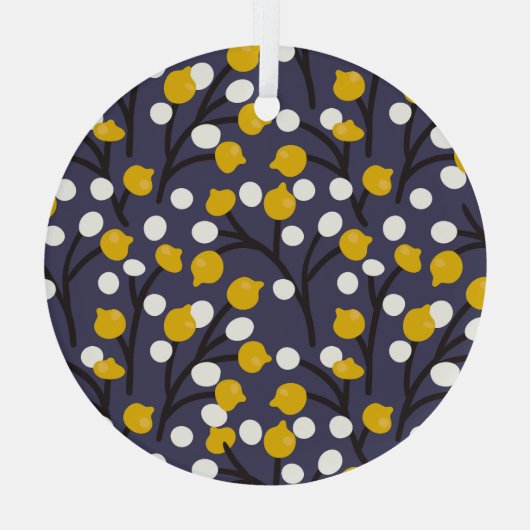  floraal delicaat botanisch patroon. glas ornament (Achterkant)