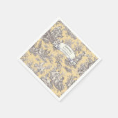 floraal geel grijs Toile de Jouy Servet (Hoek)