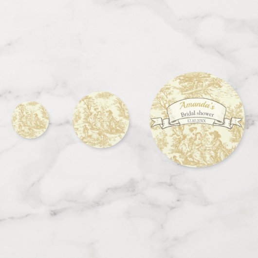  floraal geel Toile de Jouy Shower Confetti (Achterkanten)