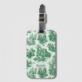 floraal groen toile jouy monogram bagagelabel (Voorkant (verticaal))