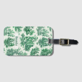 floraal groen toile jouy monogram bagagelabel (Voorkant (horizontaal))