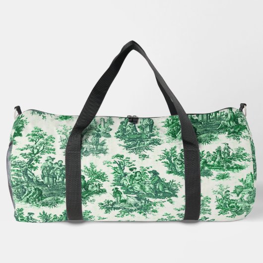 floraal groen toile jouy monogram bedrukt plunjezak (Achterkant)