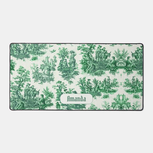 floraal groen toile jouy monogram bureaumat (Voorkant)