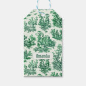  floraal groen toile jouy monogram cadeaulabel (Voorkant)