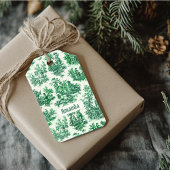  floraal groen toile jouy monogram cadeaulabel