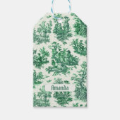  floraal groen toile jouy monogram cadeaulabel (Voorkant)