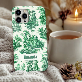  floraal groen toile jouy monogram Case-Mate iPhone 14 hoesje