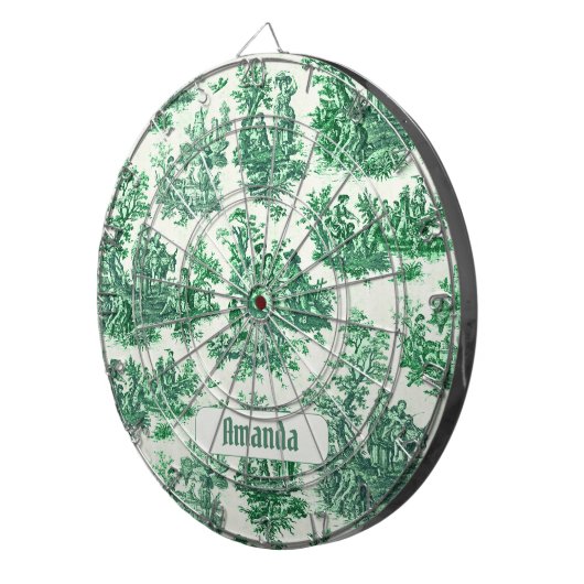 floraal groen toile jouy monogram dartbord (Voorkant Rechts)