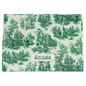 floraal groen toile jouy monogram groot cadeauzakje (Voorkant)