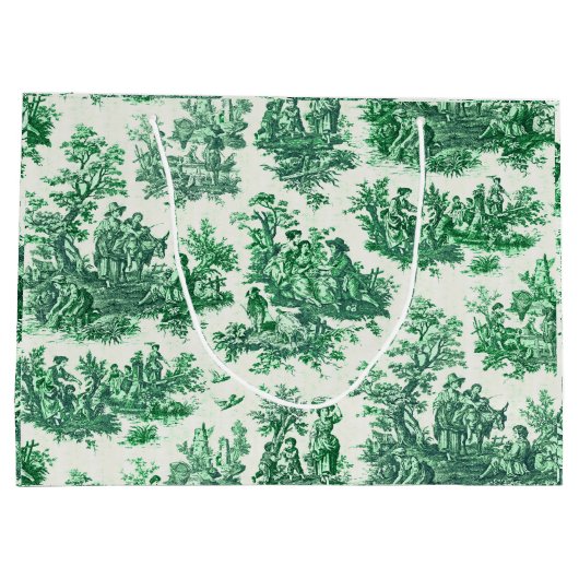 floraal groen toile jouy monogram groot cadeauzakje (Achterkant)