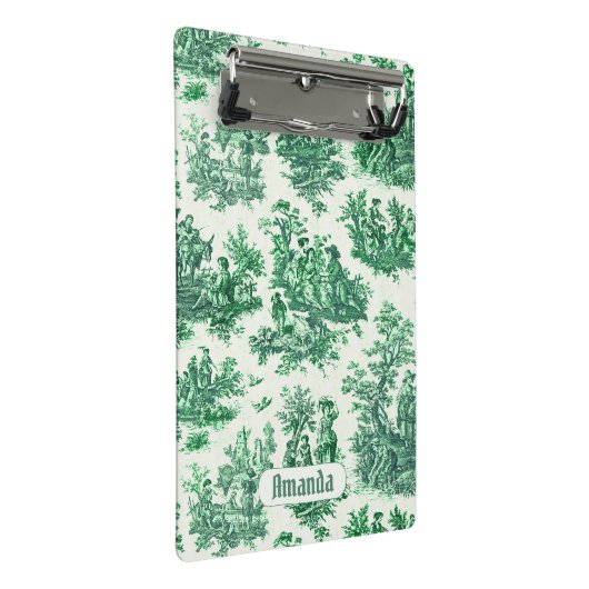  floraal groen toile jouy monogram mini klembord (Schuin)