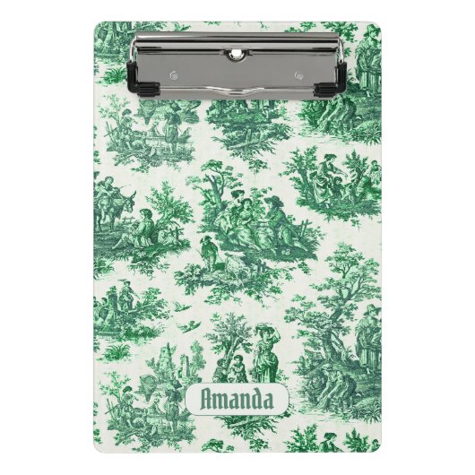 floraal groen toile jouy monogram mini klembord (Voorkant)