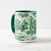 floraal groen toile jouy monogram mok (Voorkant links)