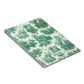  floraal groen toile jouy monogram notitieboek (Rechterzijde)