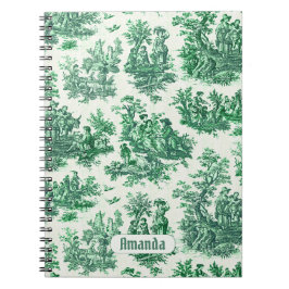  floraal groen toile jouy monogram notitieboek