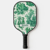 floraal groen toile jouy monogram pickleball paddle (Voorkant)