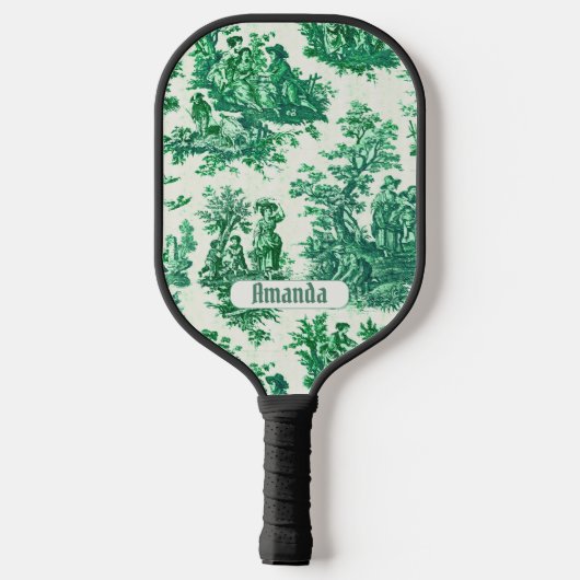  floraal groen toile jouy monogram pickleball paddle (Achterkant)