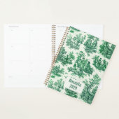 floraal groen toile jouy monogram planner (Display)