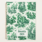 floraal groen toile jouy monogram planner (Voorkant)