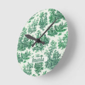 floraal groen toile jouy monogram ronde klok (Hoek)