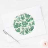 floraal groen toile jouy monogram ronde sticker (Envelop)