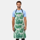  floraal groen toile jouy monogram schort (Gedragen)