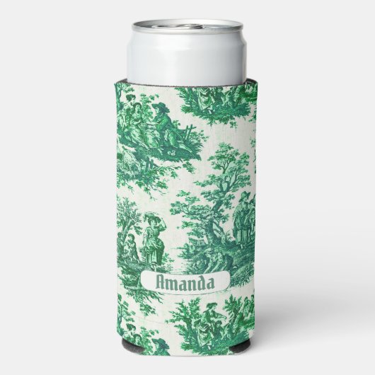  floraal groen toile jouy monogram seltzer blikjeskoeler (Seltzer Achterkant)