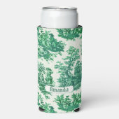  floraal groen toile jouy monogram seltzer blikjeskoeler (Seltzer Voorkant)