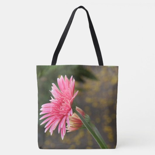  floraal; Grote roze Gerbera Daisy Tote Bag (Voorkant)