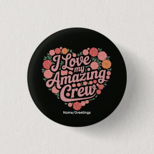 Floraal Hart Team Waarderingsgeschenk Team Erkente Ronde Button 3,2 Cm