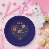 Floraal Hart Trouwen Papieren Bordje (Feest)