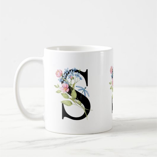 Floraal Initiaal monogram S Mok (Links)