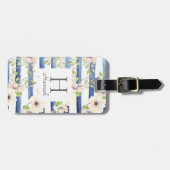 Floraal Initialen Waterverf Persoonlijke Strepen Bagagelabel (Voorkant horizontaal)