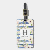 Floraal Initialen Waterverf Persoonlijke Strepen Bagagelabel (Voorkant verticaal)