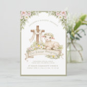 Floraal Lam met Kruis | Uitnodiging Paasprogramma (Staand voorkant)
