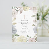 floraal lijst Doop baby meisje Kaart (Staand voorkant)