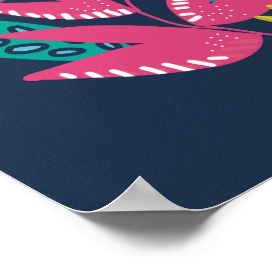 floraal modern blauw botanisch eenvoudig poster (Hoek)