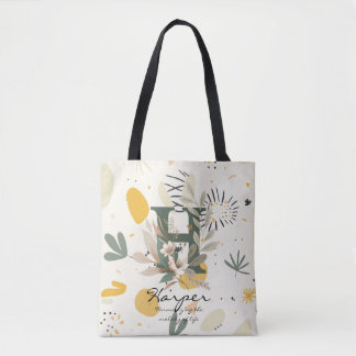 Floraal Monogram H – Levendige Botanische Letterku Tote Bag