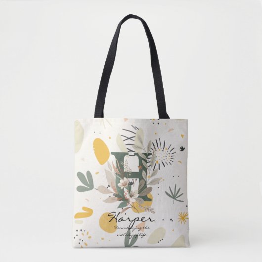 Floraal Monogram H – Levendige Botanische Letterku Tote Bag (Voorkant)