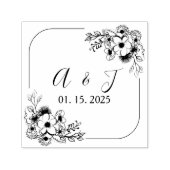 Floraal Monogram Huwelijk Zelfinkende Stempel (Design)