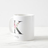 Floraal Monogram K Watercolor Naam Koffiemok (Voorkant links)