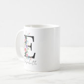 Floraal Monogram – Letter E Koffiemok (Voorkant links)