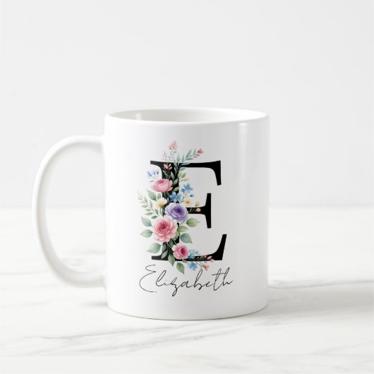 Floraal Monogram – Letter E Koffiemok (Links)