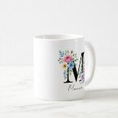Floraal Monogram – Letter M Koffiemok (Voorkant rechts)