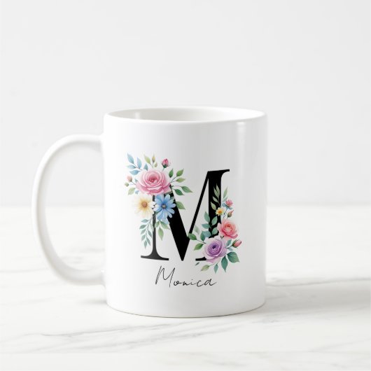 Floraal Monogram – Letter M Koffiemok (Links)